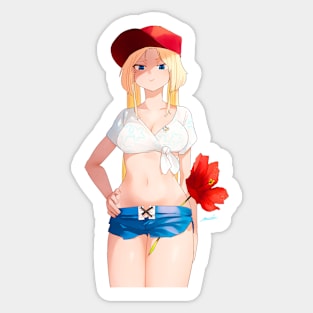 Hibiscus Blonde Girl Sticker